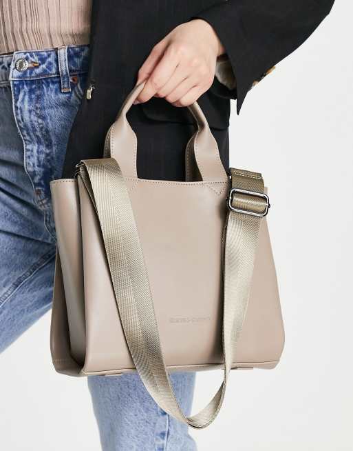 Smith & Canova leather tote bag with strap in taupe | ASOS