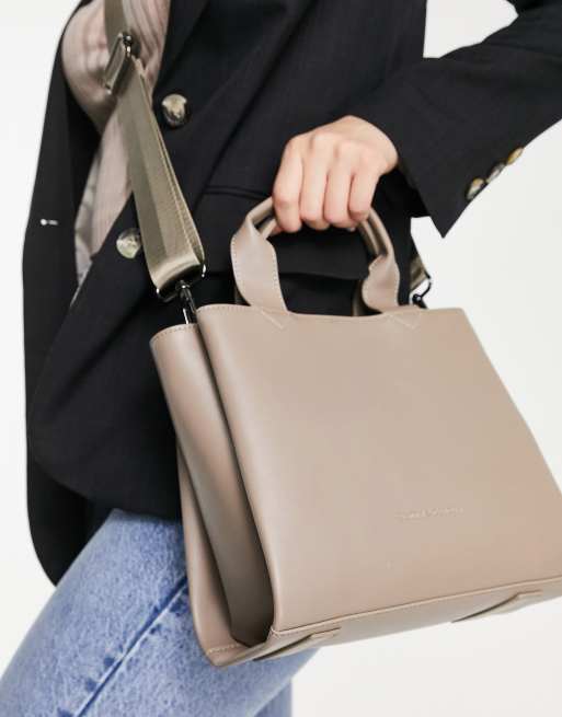 Taupe leather shoulder discount bag