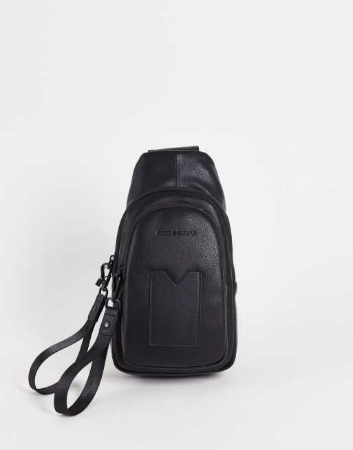 Smith & Canova - Sac à dos bandoulière en cuir - Noir