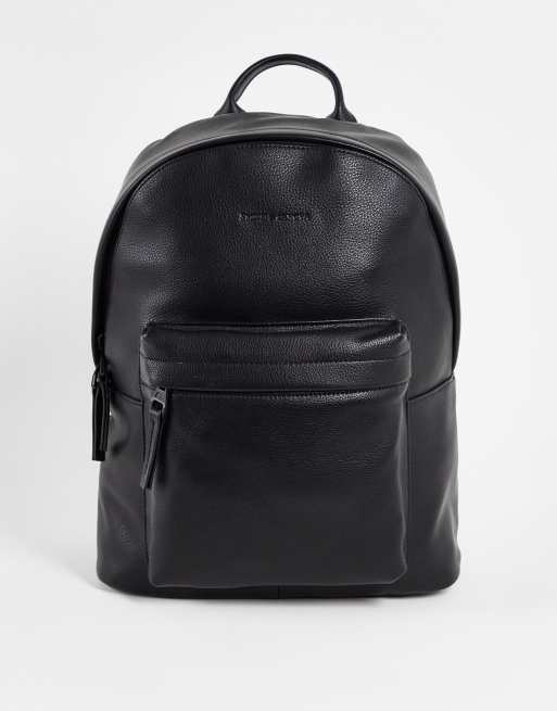 Smith & Canova - Sac à dos en cuir avec poche à l'avant - Noir