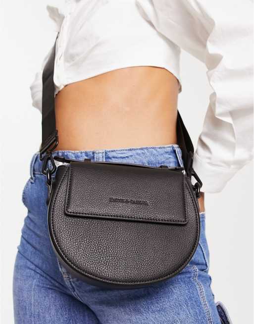 Smith & Canova - Sort crossbody-taske med hank i læder