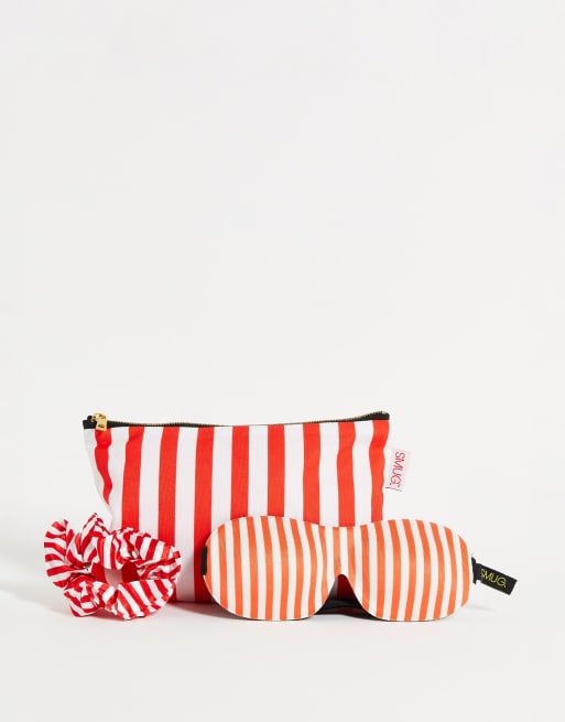 Smug candy cane scrunchie, sleep mask and bag set