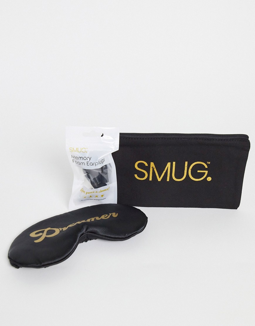 SMUG dreamer satin mask and memory foam earplugs sleep set-Black