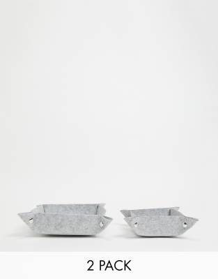 Smug SMUG set of 2 felt storage trays in grey