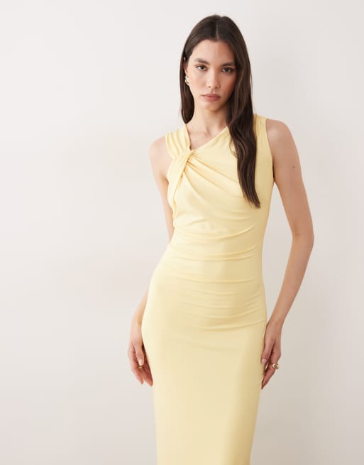 SNDYS asymmetric knot detail maxi dress in yellow, 2 of 4