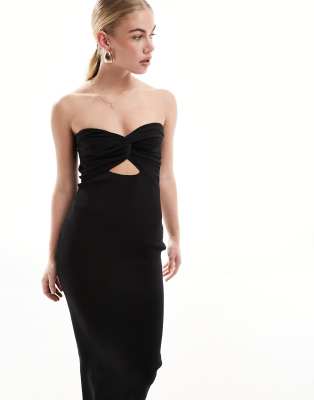 bandeau cut out detail midaxi dress in black