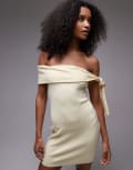 [SNDYS] SNDYS bardot tie sleeve detail mini dress in yellow XXL YELLOW