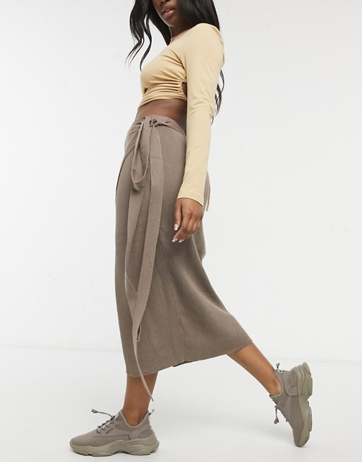 SNDYS cece knit skirt in chocolate brown
