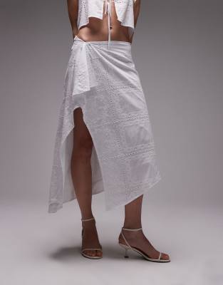 Sndys Cotton Embroidered Square Neck Cami Tie Front Floaty Top In White