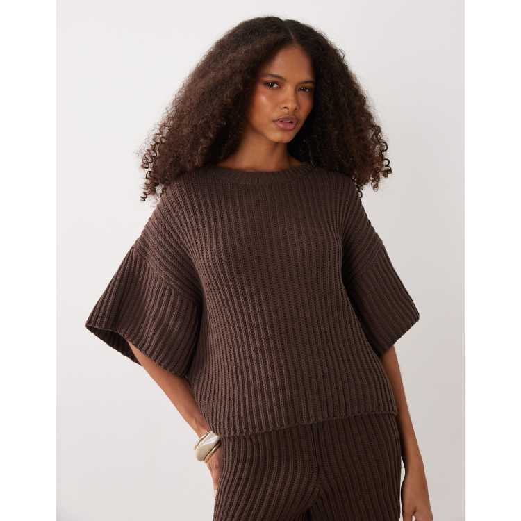 SNDYS cotton rich knit reversible cropped dropped shoulder