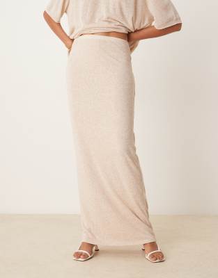 SNDYS fine knit high waisted maxi skirt in cream heather