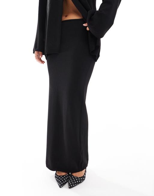 SNDYS - Gonna lunga premium in maglia nera a vita bassa in coordinato , 4 di 5