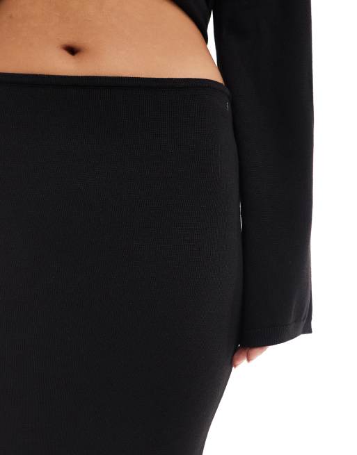 SNDYS - Gonna lunga premium in maglia nera a vita bassa in coordinato , 5 di 5