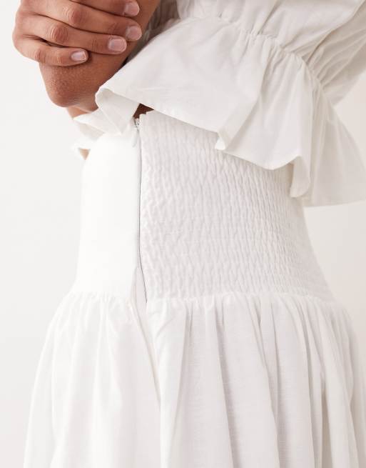 SNDYS - Jupe d'ensemble longue en lin et coton avec taille basse - Blanc, 3 de 5