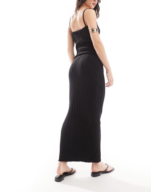 SNDYS knit rib maxi skirt in black (part of a set), 3 of 5