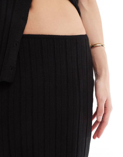 SNDYS knit rib maxi skirt in black (part of a set), 4 of 5