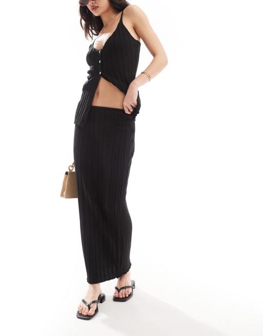 SNDYS knit ribbed maxi skirt in black - part of a set, 2 of 5