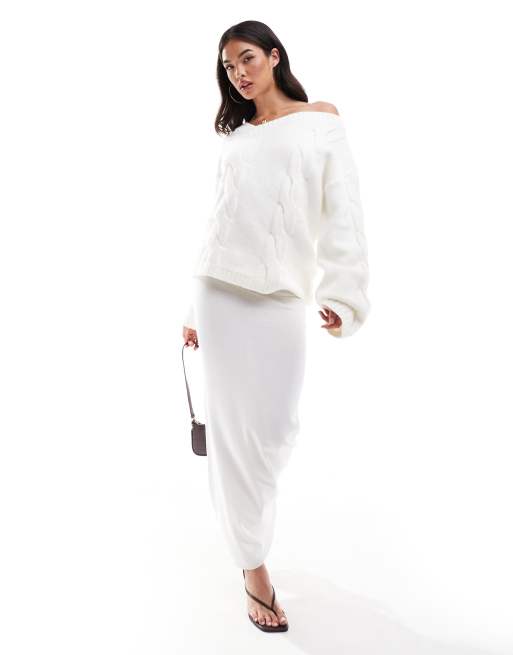 SNDYS knitted maxi skirt in cream (part of a set)