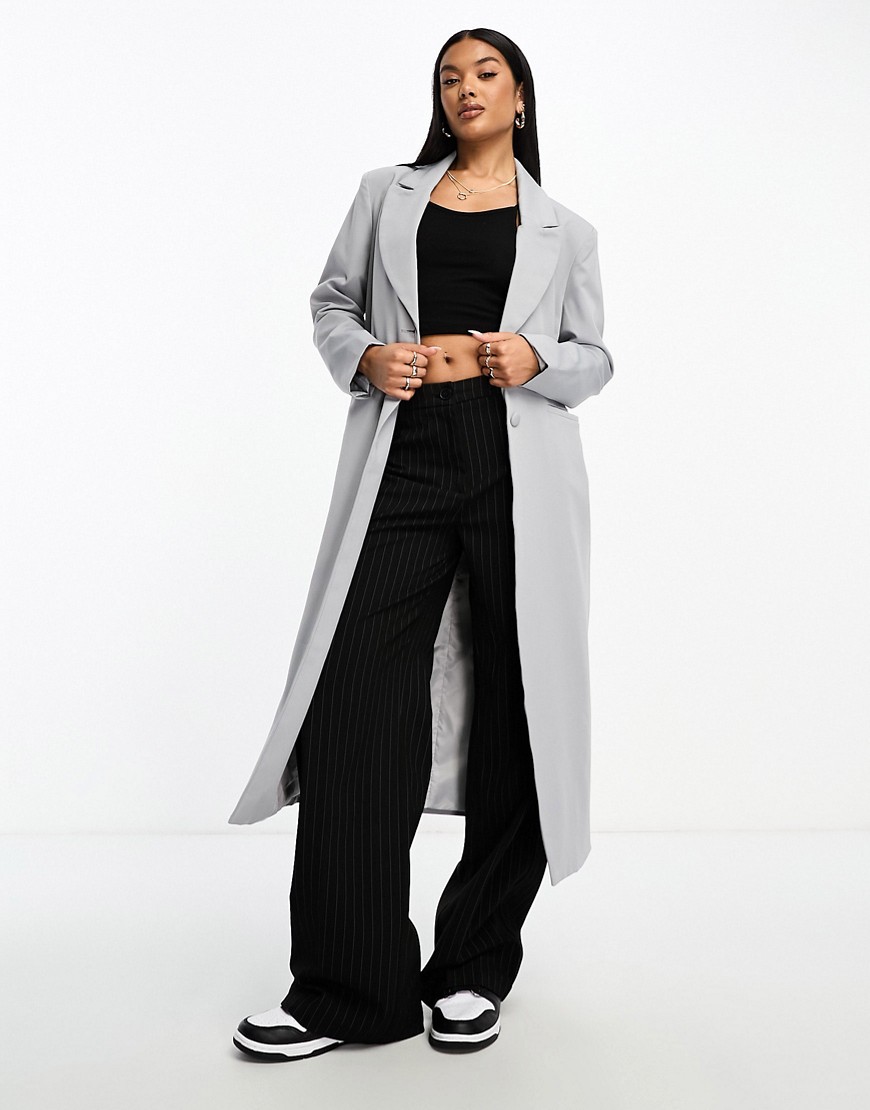longline tailored blazer in light gray