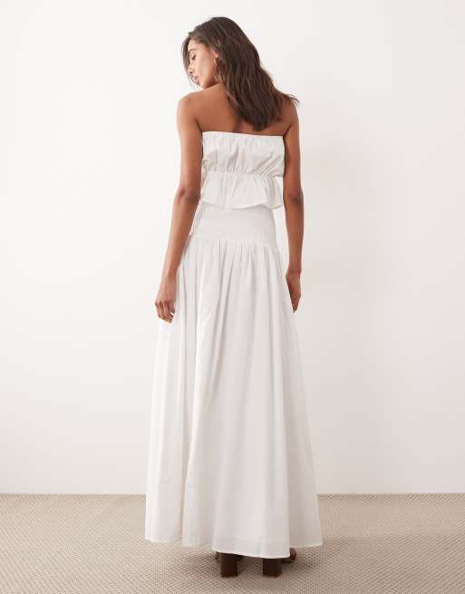 SNDYS - Maxi rok van linnen- en katoenmix met verlaagde taille in wit, deel van co-ord set, 5 van 5