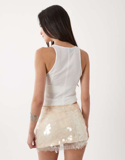 SNDYS - Mini rok met grote lovertjes in crème, 5 van 5