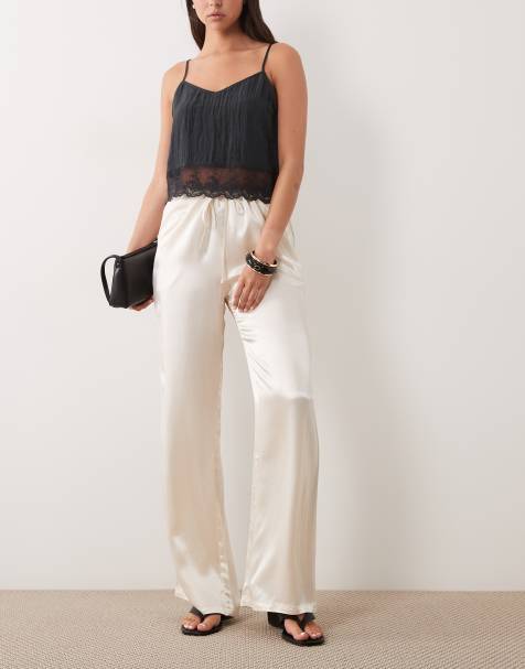 SNDYS - Pantalon ample en satin à cordon de serrage - Crème - view 1