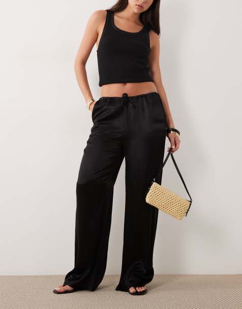 SNDYS - Pantalon ample en satin à cordon de serrage - Noir - view 1