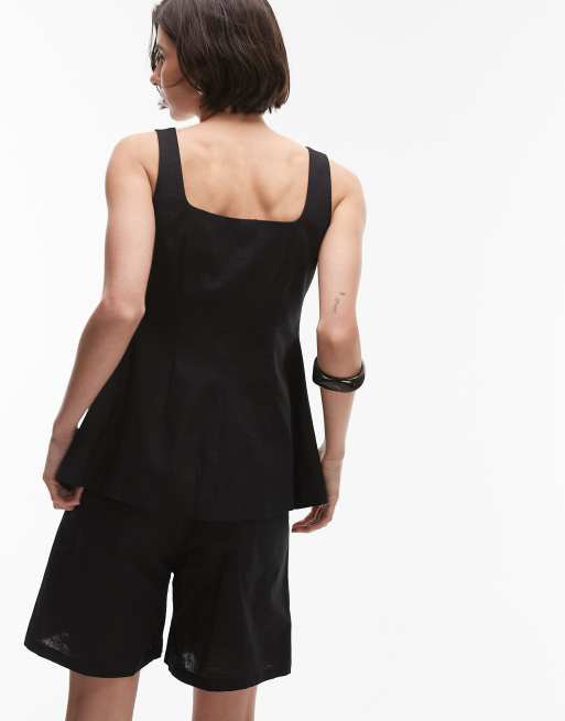 SNDYS - Pantaloncini taglio lungo in misto lino nero in coordinato, 5 di 5