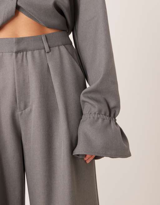 SNDYS pleat front tailored trousers co-ord in grey, 4 of 5