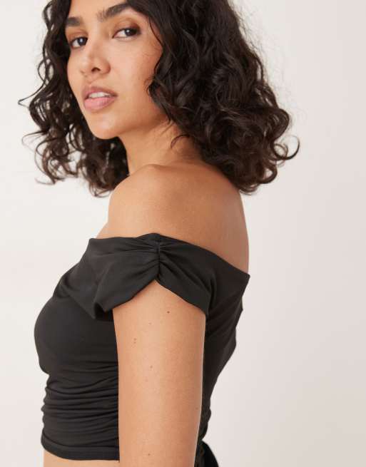 SNDYS premium asymmetric drape off shoulder cutout maxi dress in black, 4 of 4