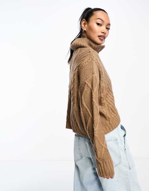 SNDYS - Pull à col zippé en maille torsadée de laine mélangée - Camel, 3 de 4