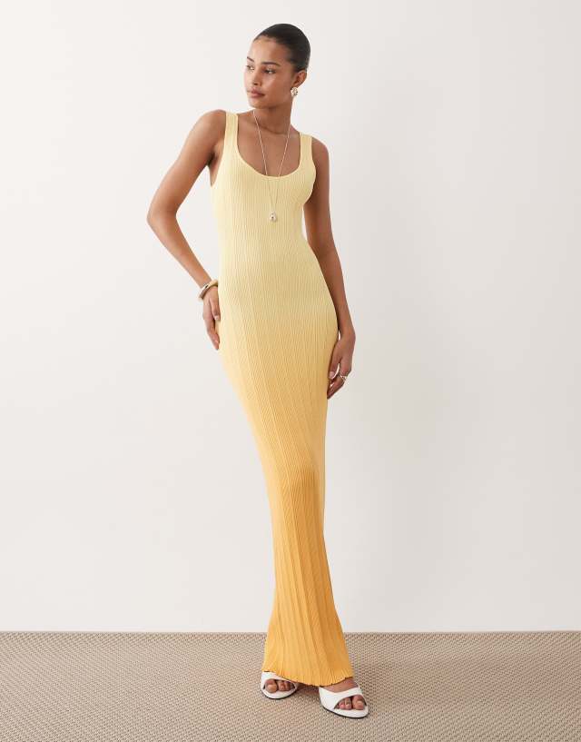 scoop neck sleeveless bodycon dress SNDYS ribbed knit maxi in yellow ombre PRETTYGARDEN Women's Summer Eyelet YGroup_BEBE1290 Color:CHARCOAL modern appeal