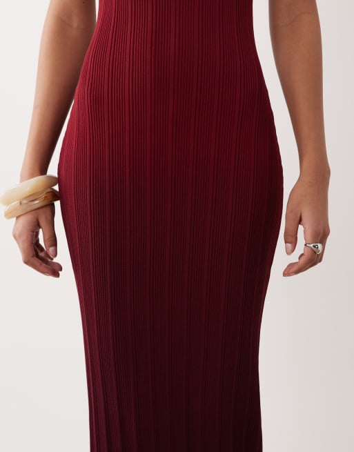SNDYS - Robe longue moulante sans manches en maille côtelée à encolure dégagée - Prune dégradé, 2 de 4