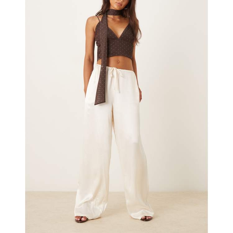 パンツ Siyazu SIPT7118 Banding Wide Nylon Pants_Beige Wide-Leg Beige Palazzo Pants | Trendy and Elegant | Bialcon