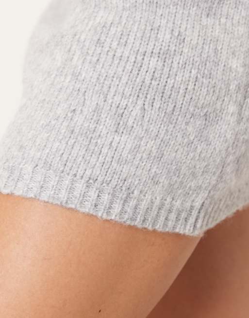 SNDYS soft knitted mini skirt co-ord in light grey, 5 of 5