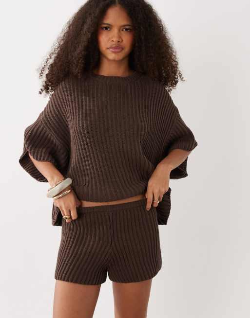 SNDYS Strick-Shorts im Set in Schokobraun, 2 von 5