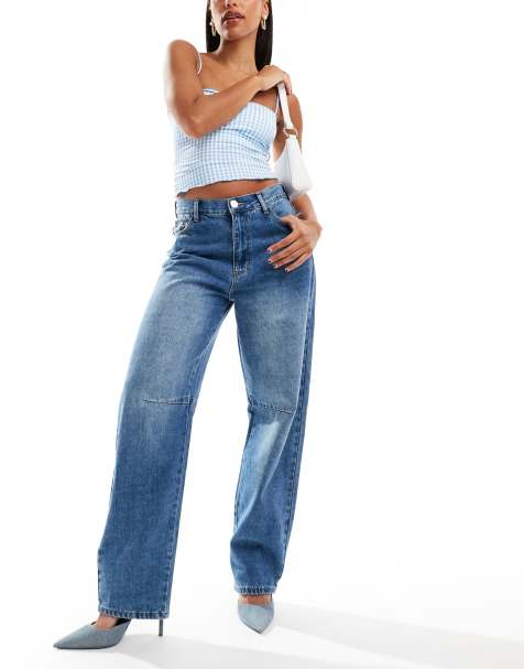 SNDYS twisted seam baggy jeans in blue wash - view 1