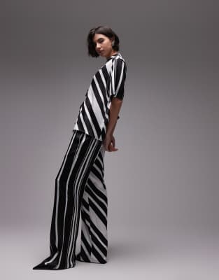 SNDYS SNDYS wide leg trouser co-ord in mono stripe-Multi