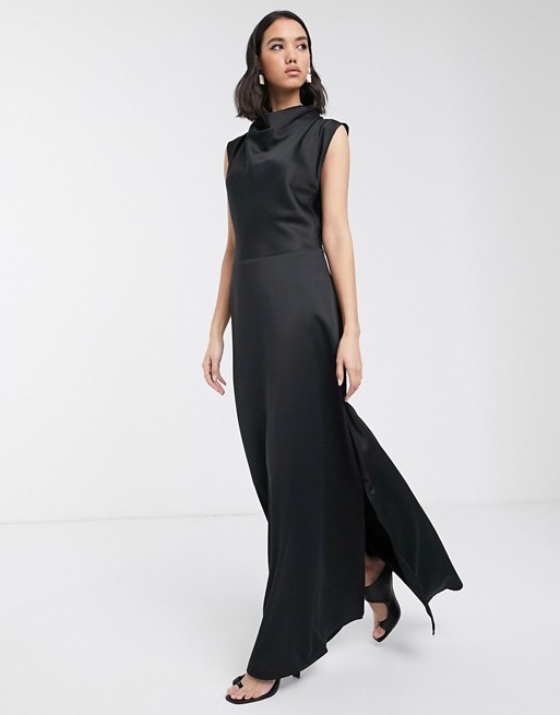 Soaked In Luxury bias cut cowl neck maxi dress