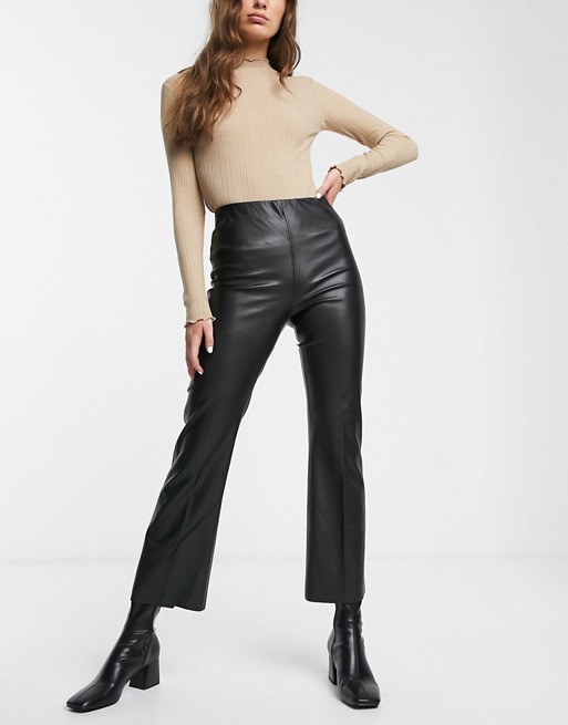 Soaked In Luxury faux leather flared trousers