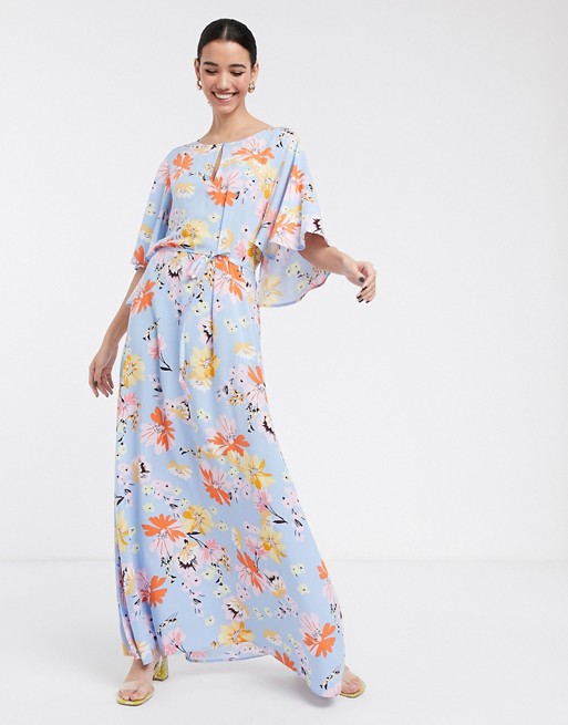 Soaked In Luxury floral cape maxi dress