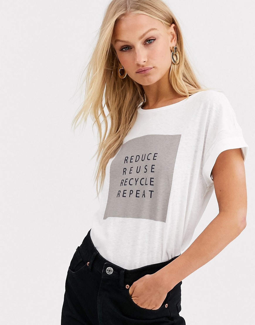 Soaked In Luxury - Gerecycled T-shirt met logo-Wit