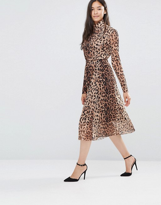 Soaked in Luxury Mesh Leopard Midi Skirt
