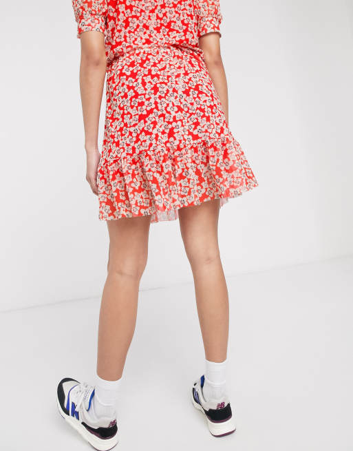 Soaked In Luxury - Printed mininederdel i mesh med peplum, 2 af 4