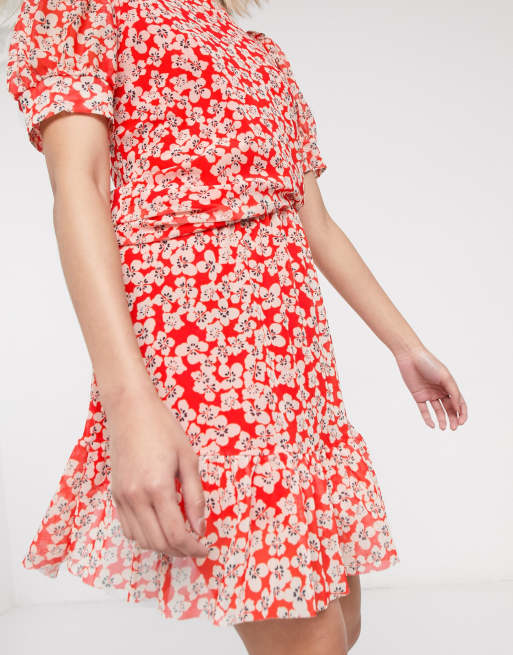 Soaked In Luxury - Printed mininederdel i mesh med peplum, 3 af 4