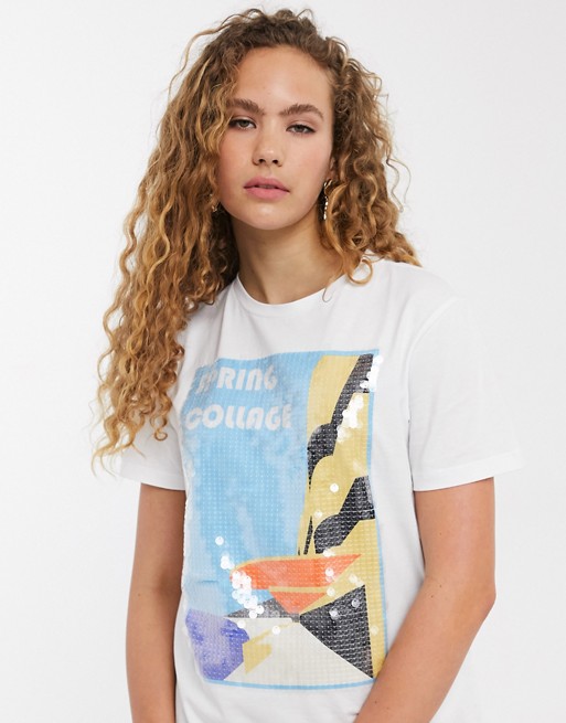 Soaked In Luxury slogan t-shirt with sequins