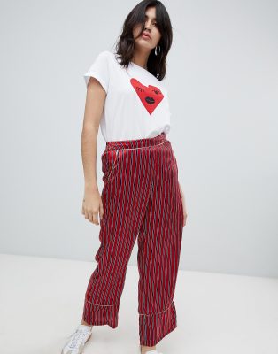 striped loose trousers