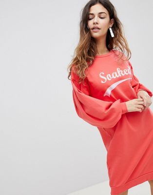 Soaked In Luxury – Sweatshirtklänning med slogan-Rosa