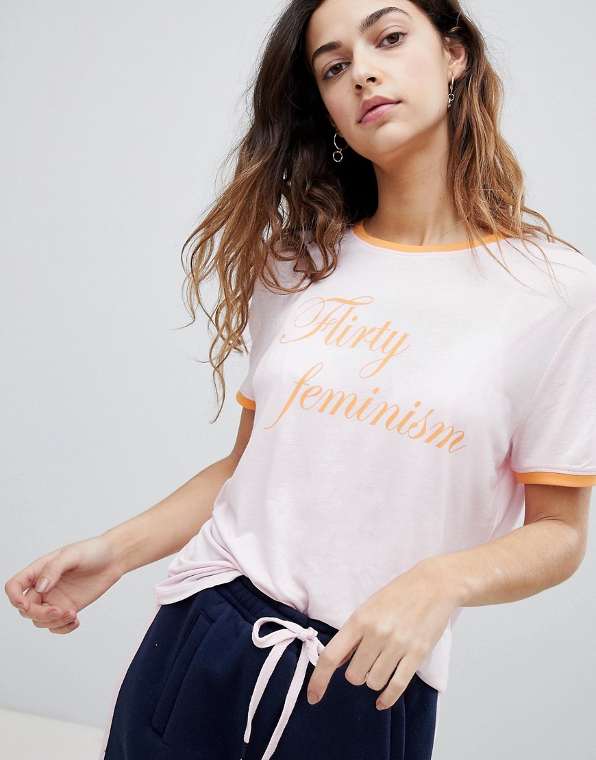 Soaked Luxury Slogan Ringer t-shirt-Pink