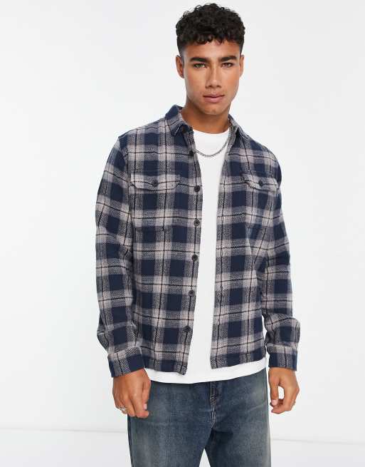 Sobrecamisa a cuadros azul apagado de New Look